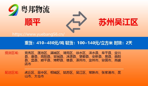 顺平到吴江区物流专线名片