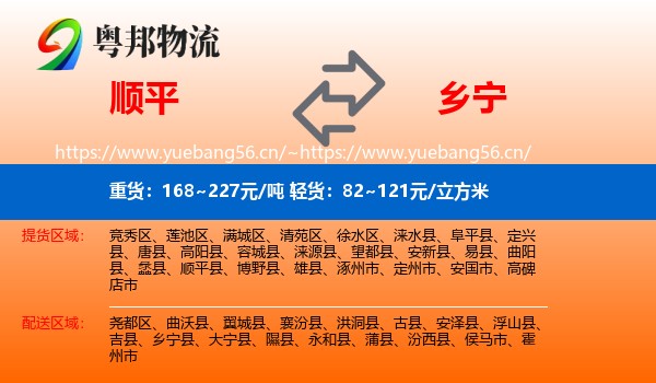 顺平到乡宁县物流