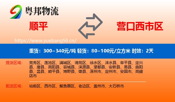 顺平到西市区物流专线名片