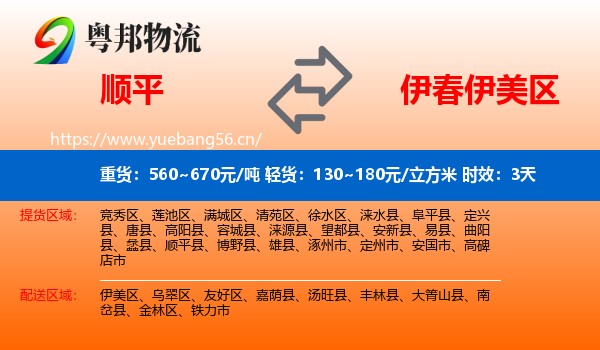 顺平到伊美区物流专线名片