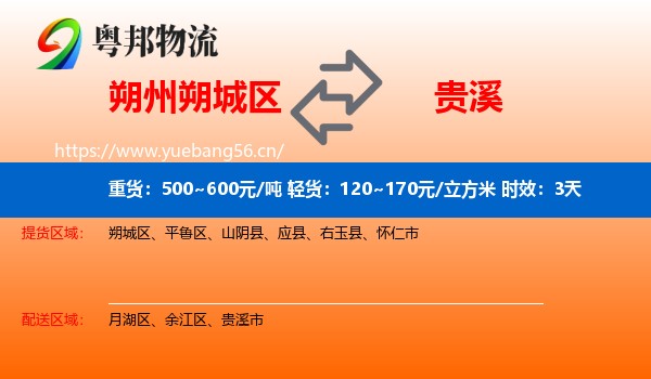 朔州朔城区到贵溪市物流专线名片