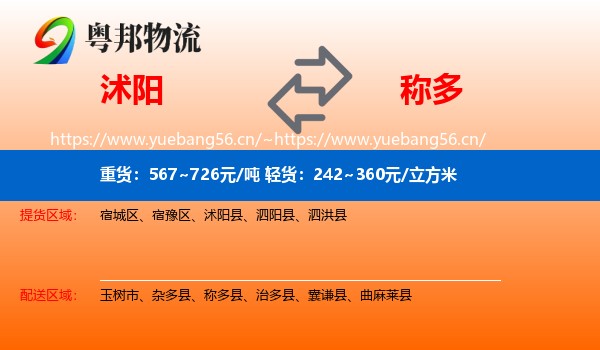沭阳到称多县物流