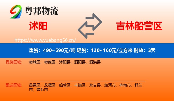 沭阳到船营区物流专线名片