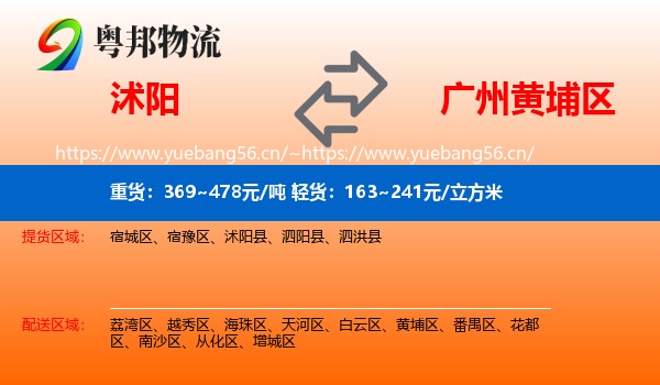 沭阳到黄埔区物流