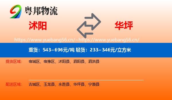 沭阳到华坪县物流