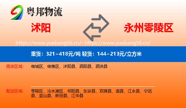 沭阳到零陵区物流