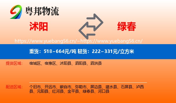 沭阳到绿春县物流