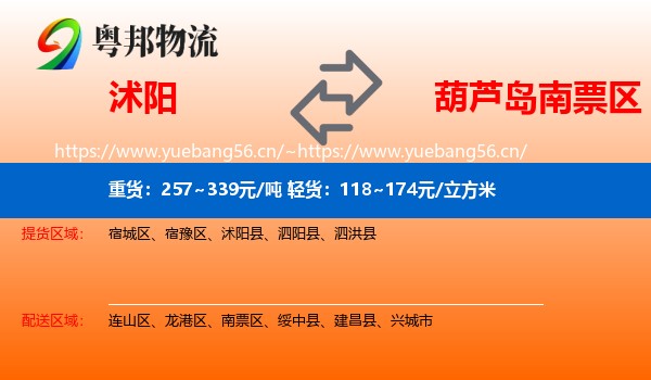 沭阳到南票区物流