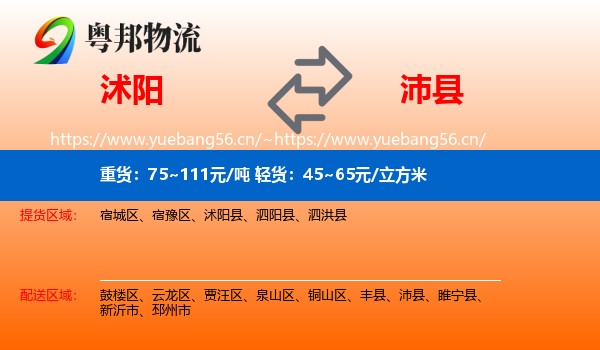 沭阳到沛县物流