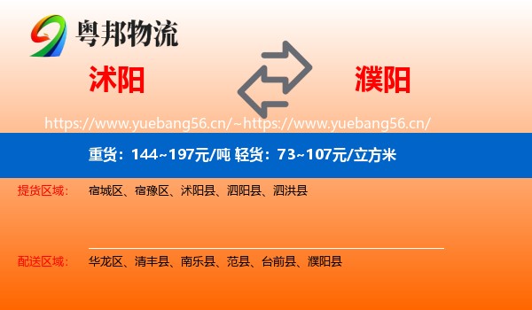 沭阳到濮阳县物流