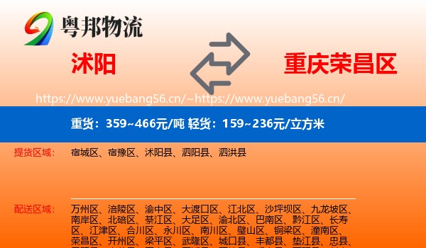 沭阳到荣昌区物流