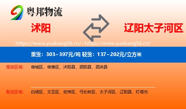沭阳到太子河区物流