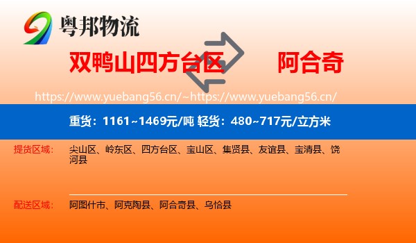 双鸭山四方台区到阿合奇县物流