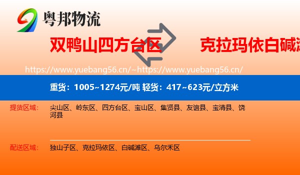 双鸭山四方台区到白碱滩区物流
