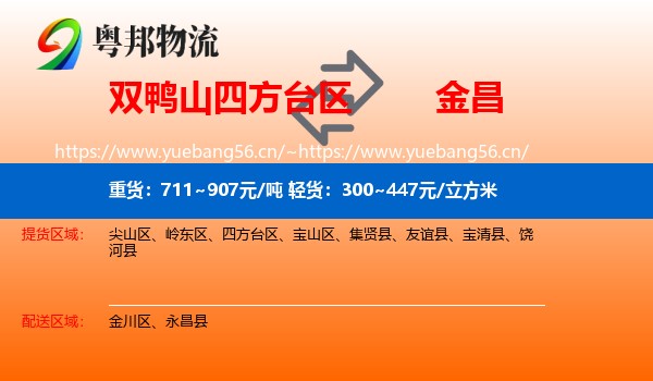 双鸭山四方台区到金昌物流