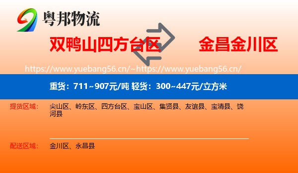 双鸭山四方台区到金川区物流