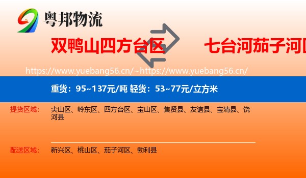 双鸭山四方台区到茄子河区物流