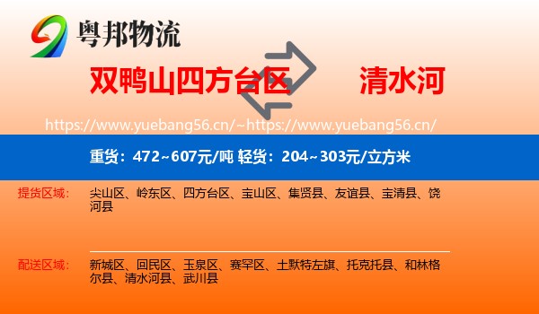 双鸭山四方台区到清水河县物流