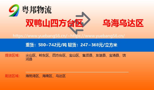 双鸭山四方台区到乌达区物流