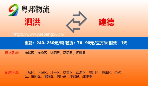 泗洪到建德市物流专线名片