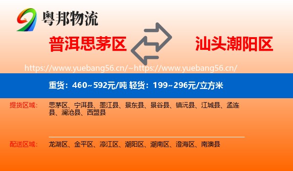 普洱思茅区到潮阳区物流