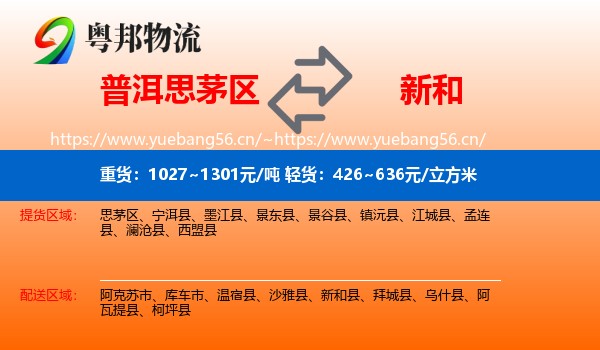普洱思茅区到新和县物流