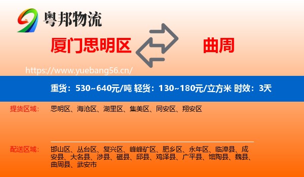 厦门思明区到曲周县物流 厦门思明区到曲周县物流专线名片