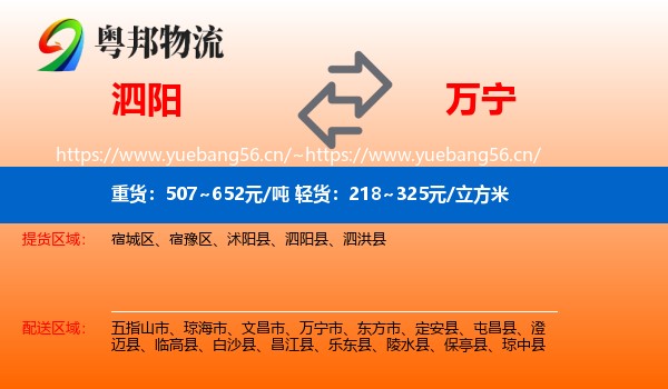泗阳到万宁市物流