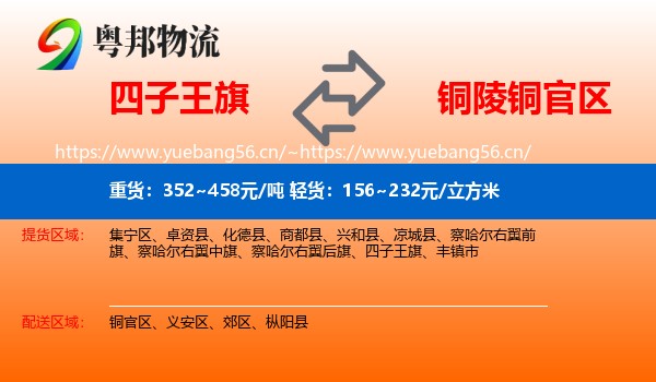 四子王旗到铜官区物流