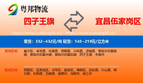四子王旗到伍家岗区物流