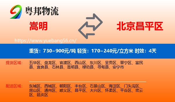 嵩明到昌平区物流 嵩明到昌平区物流专线名片