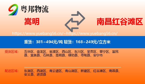 嵩明到红谷滩区物流