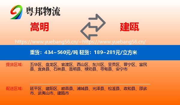 嵩明到建瓯市物流