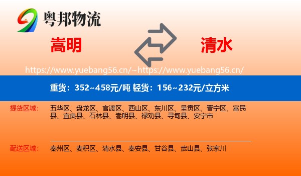 嵩明到清水县物流
