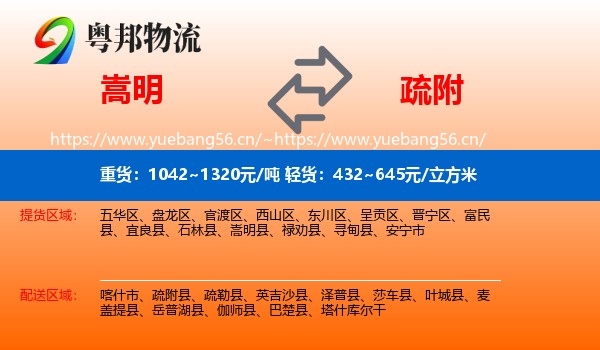 嵩明到疏附县物流