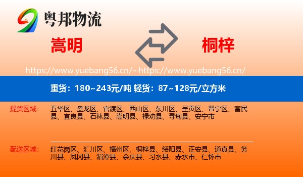 嵩明到桐梓县物流