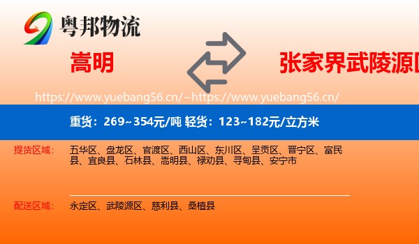 嵩明到武陵源区物流