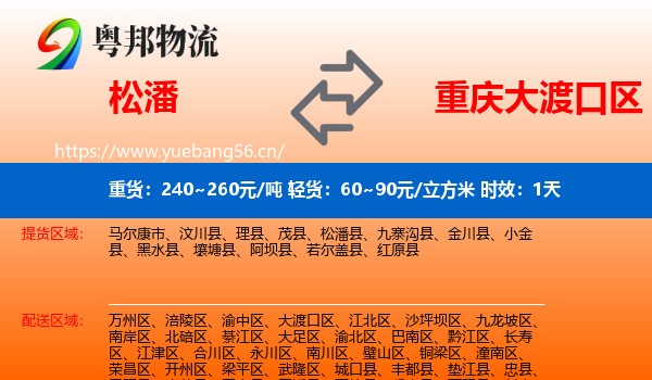 松潘到大渡口区物流专线名片