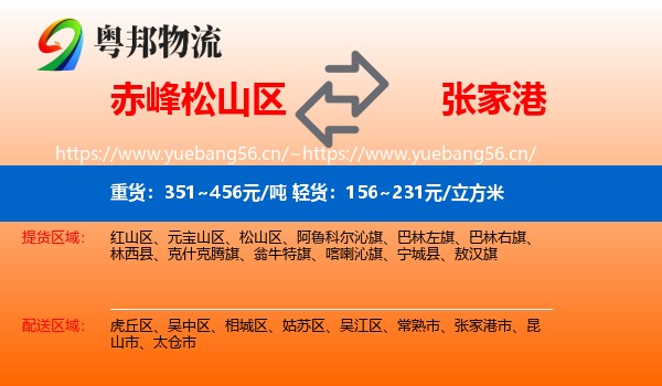 赤峰松山区到张家港市物流