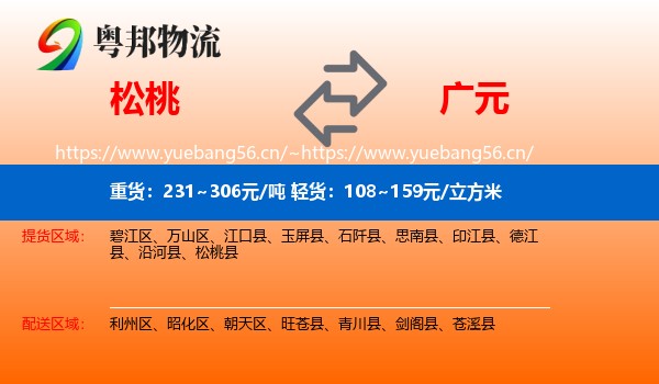 松桃到广元物流