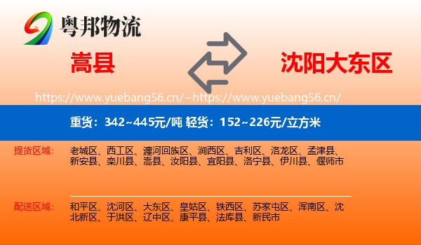 嵩县到大东区物流