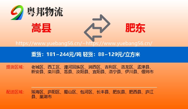 嵩县到肥东县物流