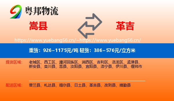 嵩县到革吉县物流