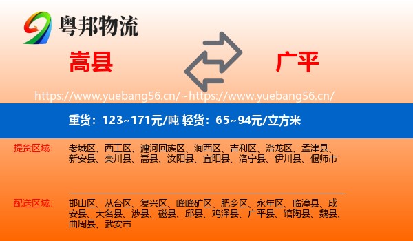 嵩县到广平县物流