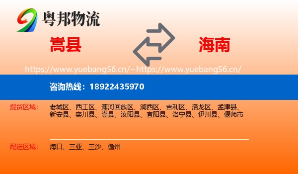 嵩县到海南物流