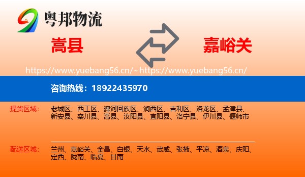 嵩县到嘉峪关物流
