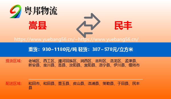 嵩县到民丰县物流