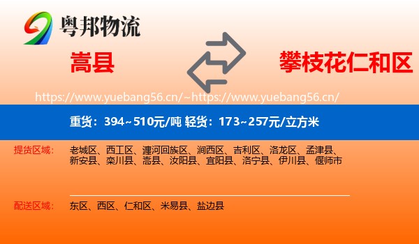 嵩县到仁和区物流