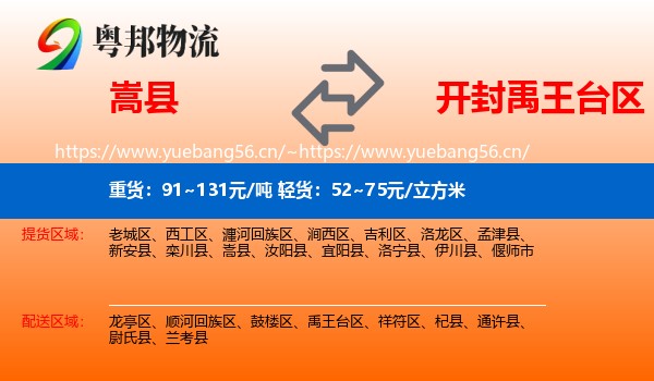 嵩县到禹王台区物流