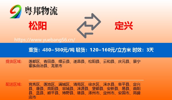 松阳到定兴县物流专线名片